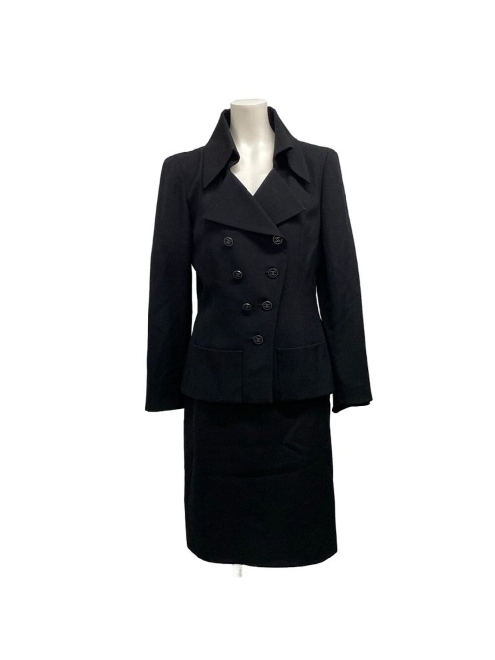Chanel Skirt Suit Black Wool